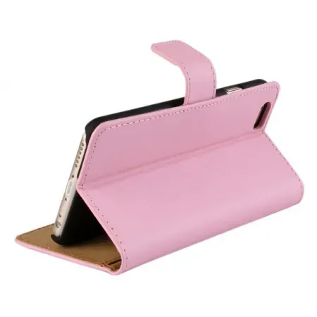 iPhone 6/6S læder cover & stander m kreditkortholder. Pink.