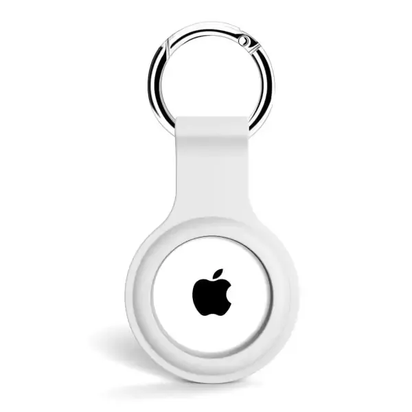 Apple AirTag nøglering i blød og holdbar silikone. Hvid.