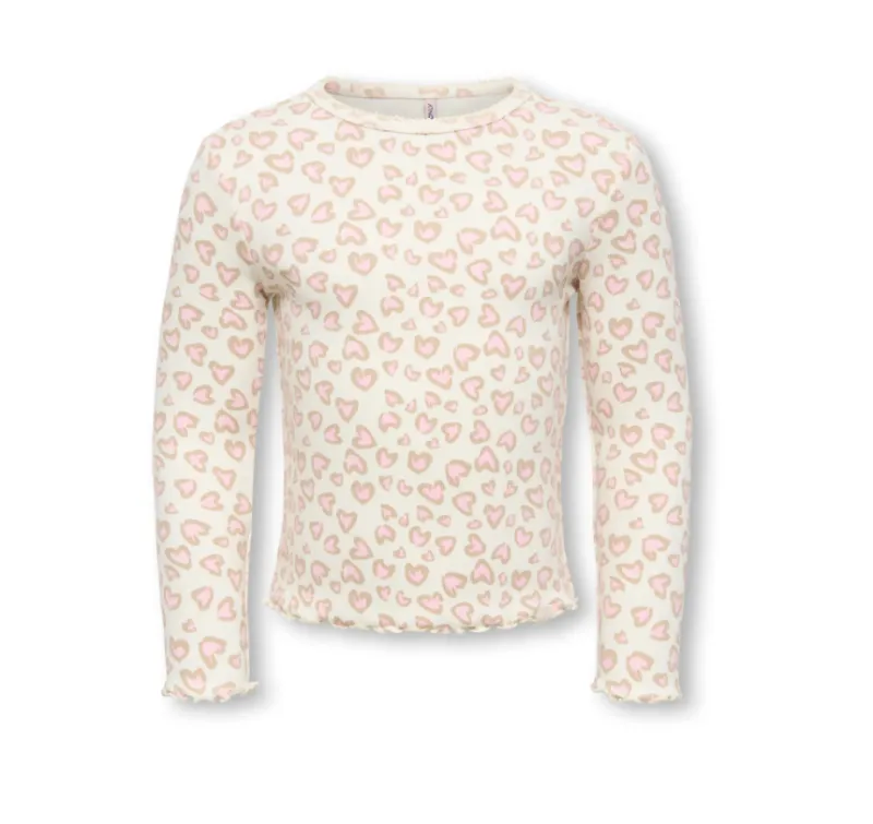 Only Mini Trinny - LS Top - Tofu Heart Leo/Pale Lilac - 92 cm