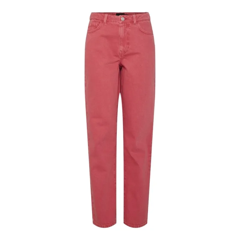 PIECES dame bukser PCFRIA - High Risk Red Washed