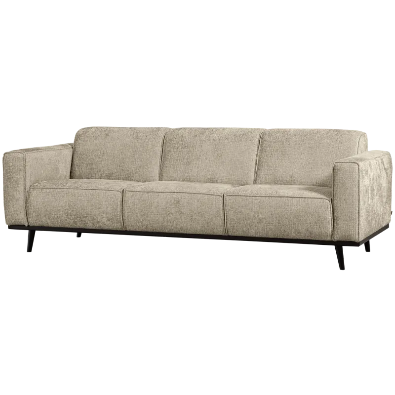 WOOOD Statement 3 pers. sofa - gul strukturfløjl stof og birketræ (230cm)