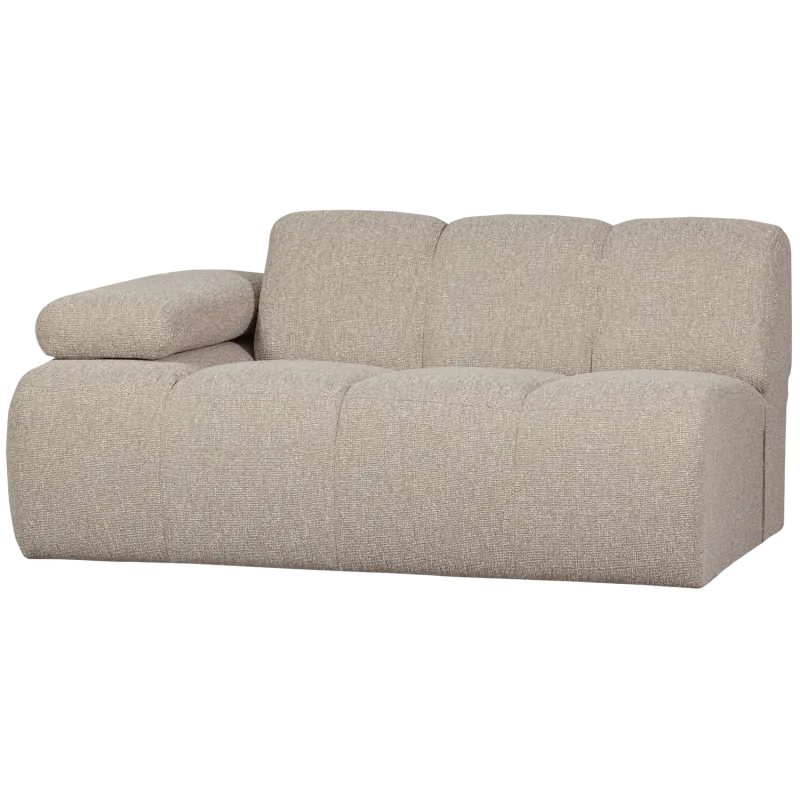 WOOOD Mojo 1,5 pers.modul  sofa, venstre, m. armlæn - beige meleret boucle stof