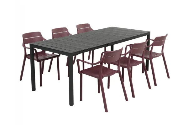 Nardi Tevere Cassia Havemøbelsæt 147-211cm - Antracit/Borgogna