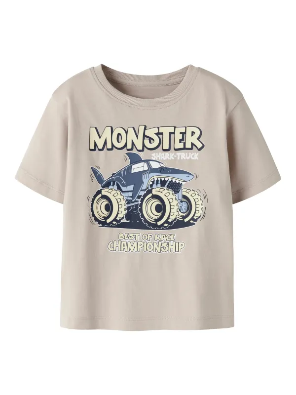 Name It Vanyo - SS Top - Chateau Gray Monster Shark - 92 cm