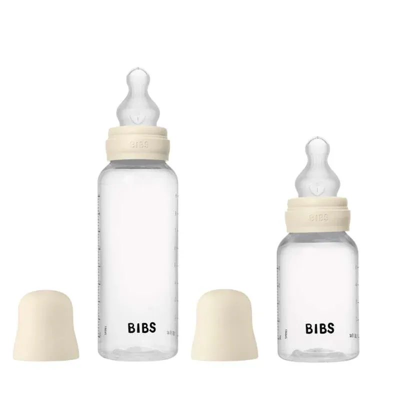 BIBS Bottle - Grow and Flow Sutteflaskesæt - Plastik - Silikone/Rund - 150ml/270ml - 2-Pak - Ivory