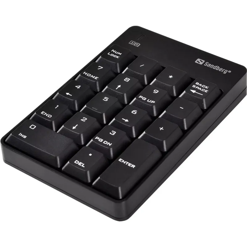Sandberg Wireless Numeric Keypad 2. Trådløst Numerisk Tastatur. Sort
