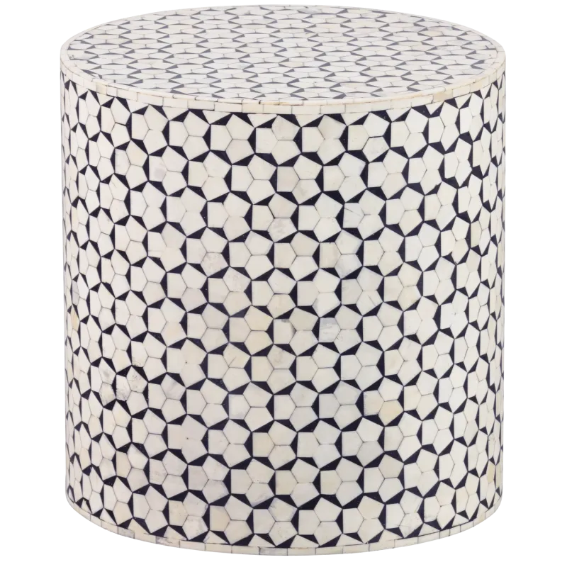 WOOOD Neva sidebord, rund - hvid og sort MDF (Ø37)