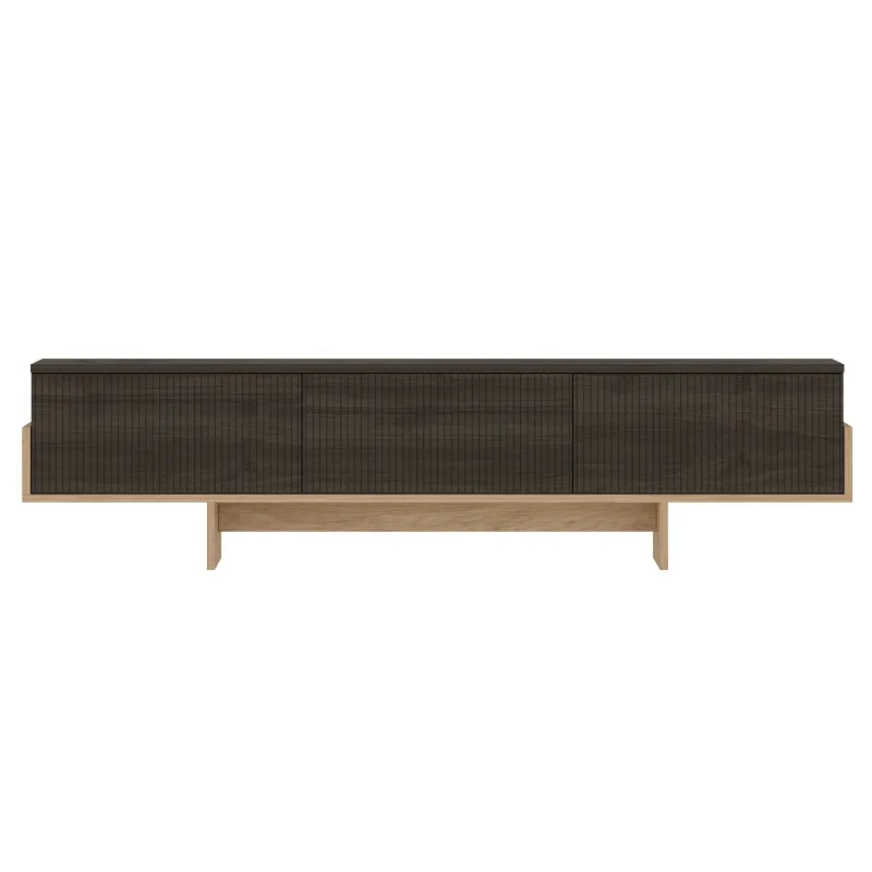 NORDVÄRK Hege TV-bord, m. 3 låger - valnød melamin og Sapphire Oak (180x30)