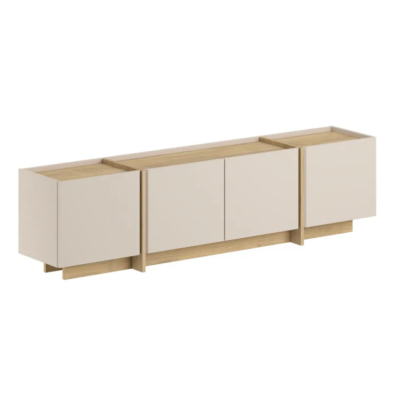 FUNZI LIVING Lowen TV-bord, m 4 låger - mink brun og natur safireg melamin (180x35)