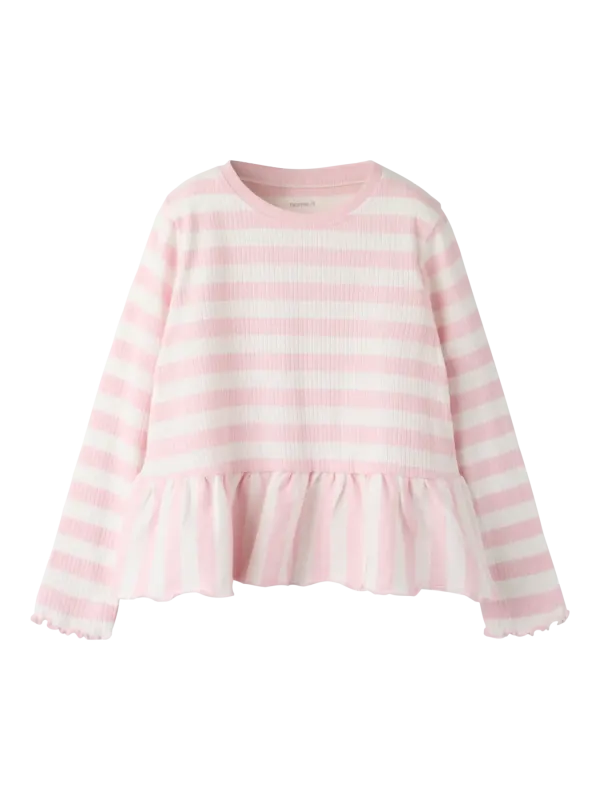 Name It - Nilje LS Peplum Top - Parfait Pink / Cloud Dancer - 86 cm