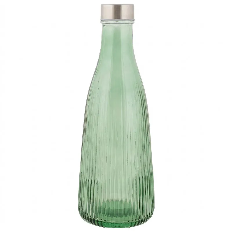 Vandflaske Med Låg Glas 1l Mørkegrøn H28cm