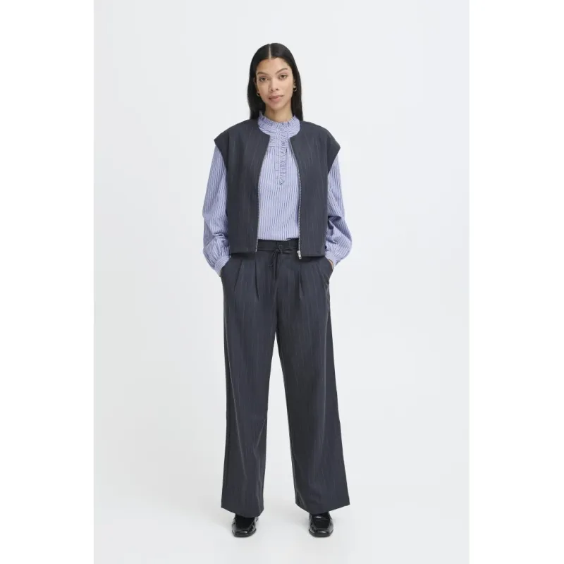 B.Young dame bukser BYXDAYO - dark grey stripes