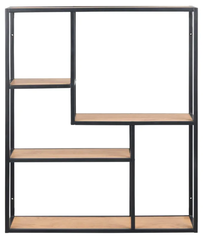 ACT NORDIC Seaford vægreol - papir vildeg og sort metal(H:91cm x75cm x 20cm)
