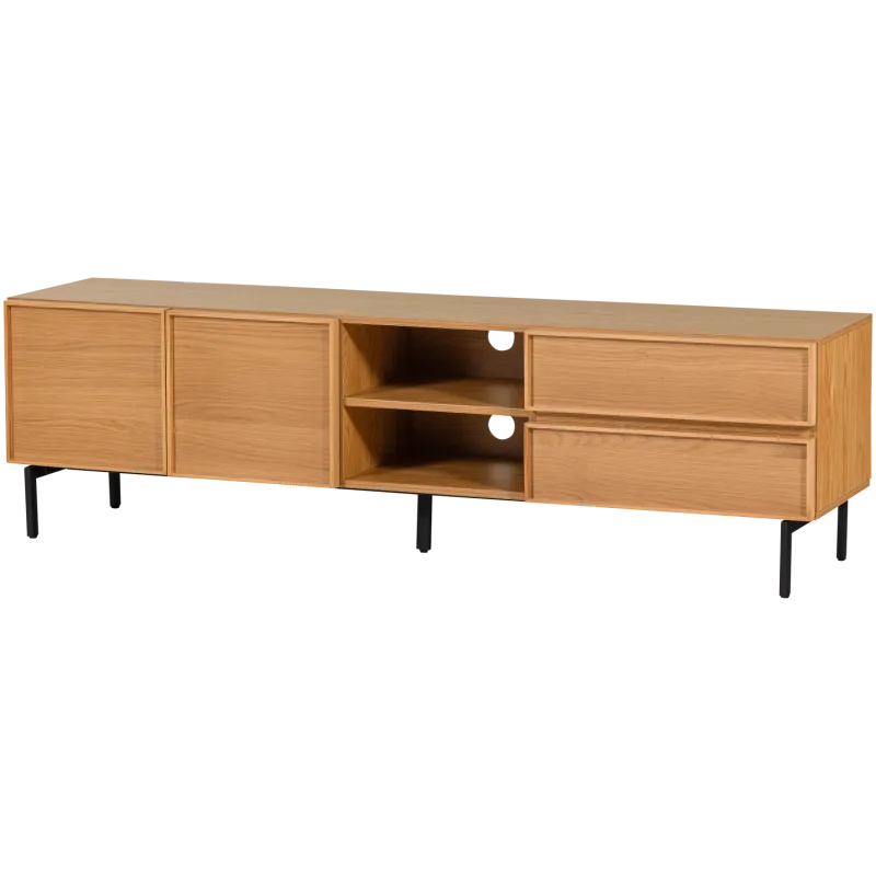 WOOOD Tours TV-bord, m. 2 låger, 1 hylde og 2 skuffer - natur melamin/MDF (180x42)