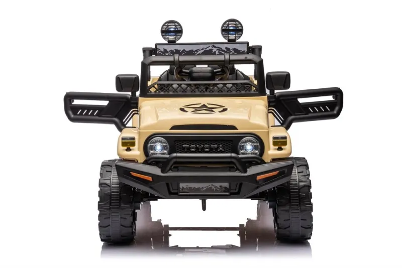 License - Toyota FJ Cruiser, Khaki, 4hjulstræk,4x12V, gummihjul og lædersæder