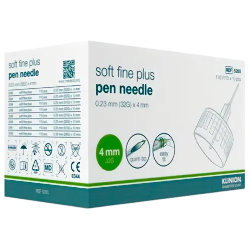 Klinion Soft Fine Plus Penkanyle Steril 4 mm x 0,23 mm (32G) (110 stk)