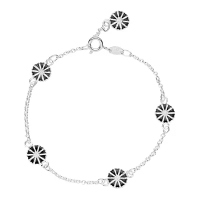 Lund Marguerit armbånd i Sølv med 5 sorte Margueritter - 17 og 19 cm