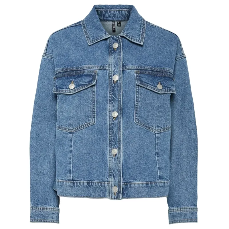 PIECES dame jakke PCELMA - Medium blue denim