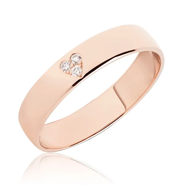 BARTOLI Classic vielsesring i Rosaguld med Diamanthjerte 0,03 ct. - 4 mm
