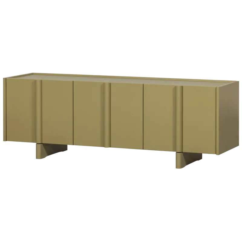WOOOD Basu TV-bord, m. 3 låger og hylde - mos fyrretræ (152x46)