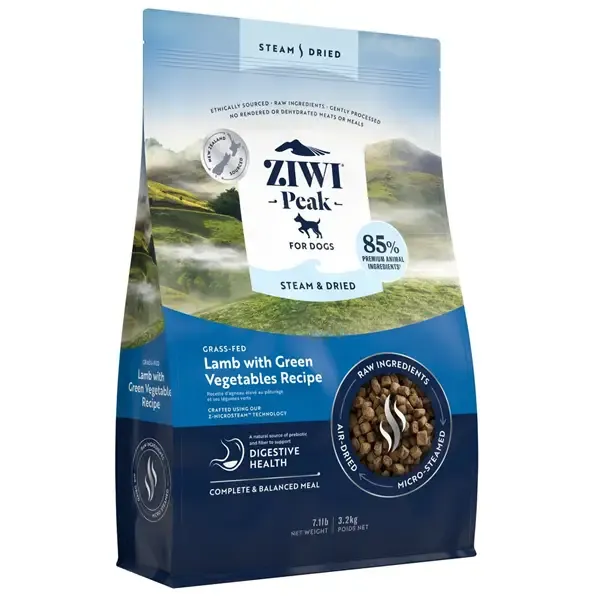 Ziwipeak Dog Steam & Dried, Lamb, 3.2 kg - KORT DATO