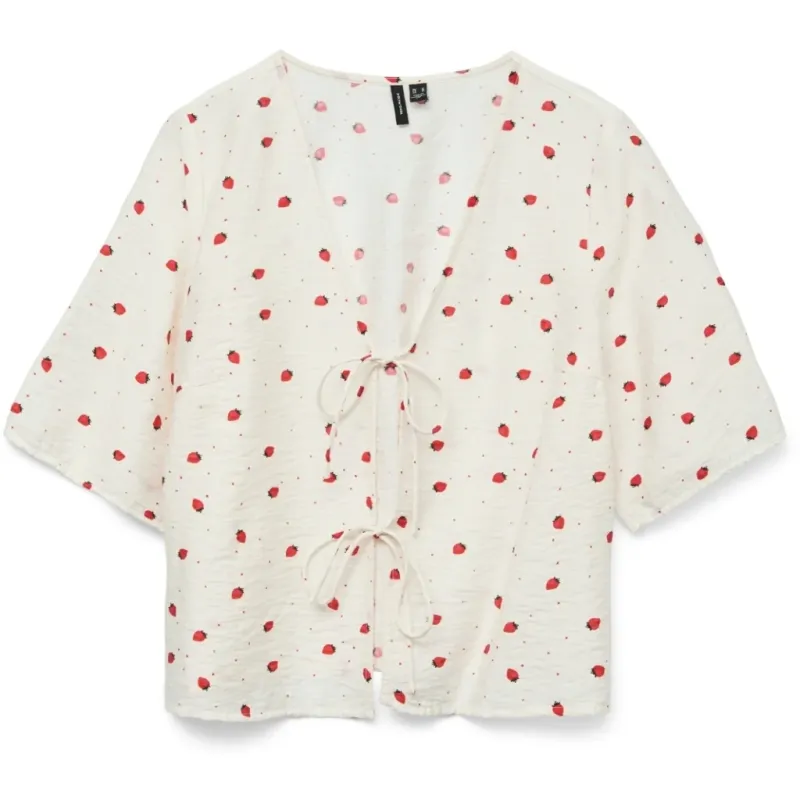 VERO MODA dame bluse VMODETTE - Snow White Strawberry w. dots