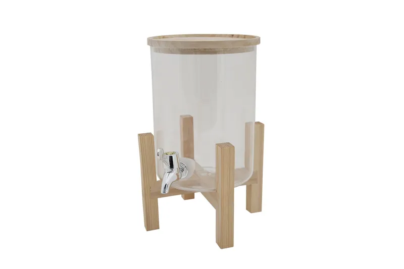 Drinksdispenser Med Træfod Og Låg Glas 3l Ø15x32cm