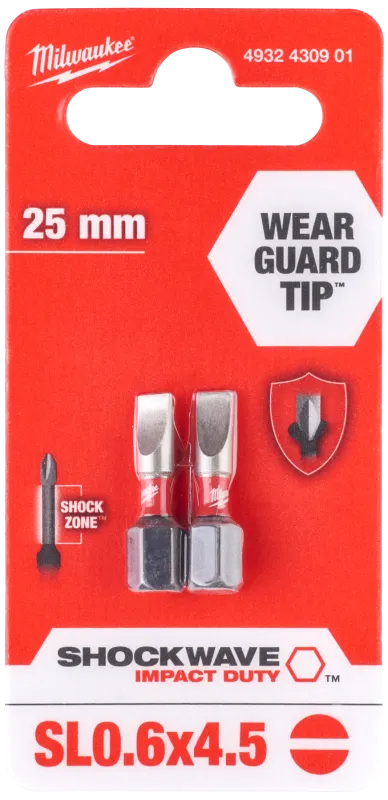 Slagbits Shockwave Imp.Duty kærv 0,6×4,5×25mm pk/2