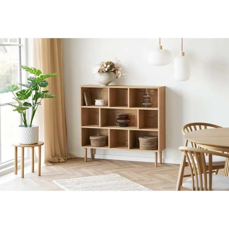 House Nordic - Oshawa bogreol  -  Eg/Egefiner, natur  -  30×112×104,5 cm