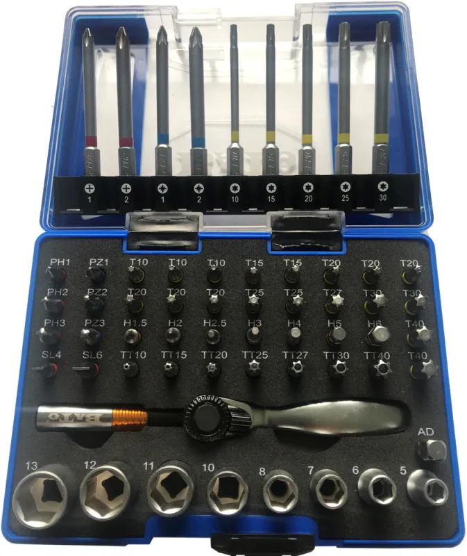 BATO 1/4" Top/bitssæt 6kt kort toppe. 60 dele