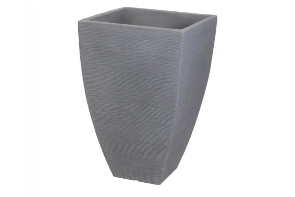 Plastkrukke m/riller - 40x40x60 cm - Grå