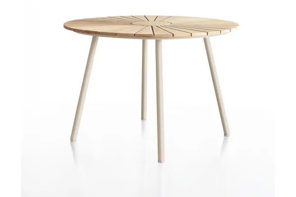 DaneLine Eva Teak Havebord - Ø110 cm - Latte
