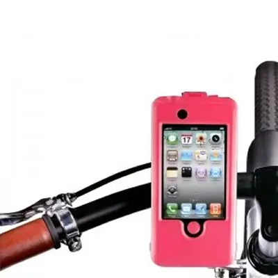 Vandtæt cykelholder / styrholder til iPhone 4 / 4S. Pink.