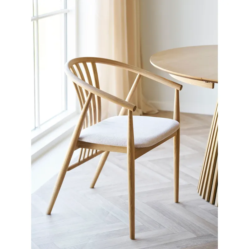 House Nordic  -  Agustin Spisebordsstol, Egetræ med Stofsæde, Natur/Sand