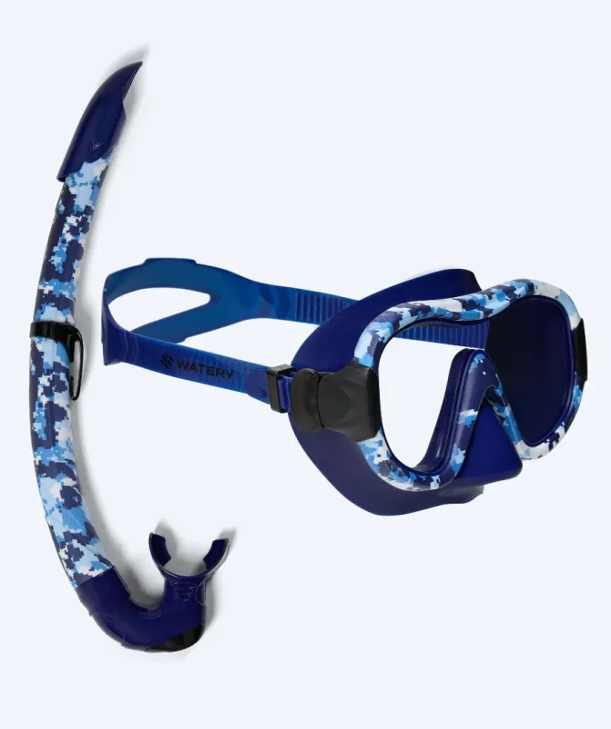 Watery Combo snorkelsæt til voksne - Rudder Camo - Mørkeblå - Snorkelsæt til voksne (+16 år)