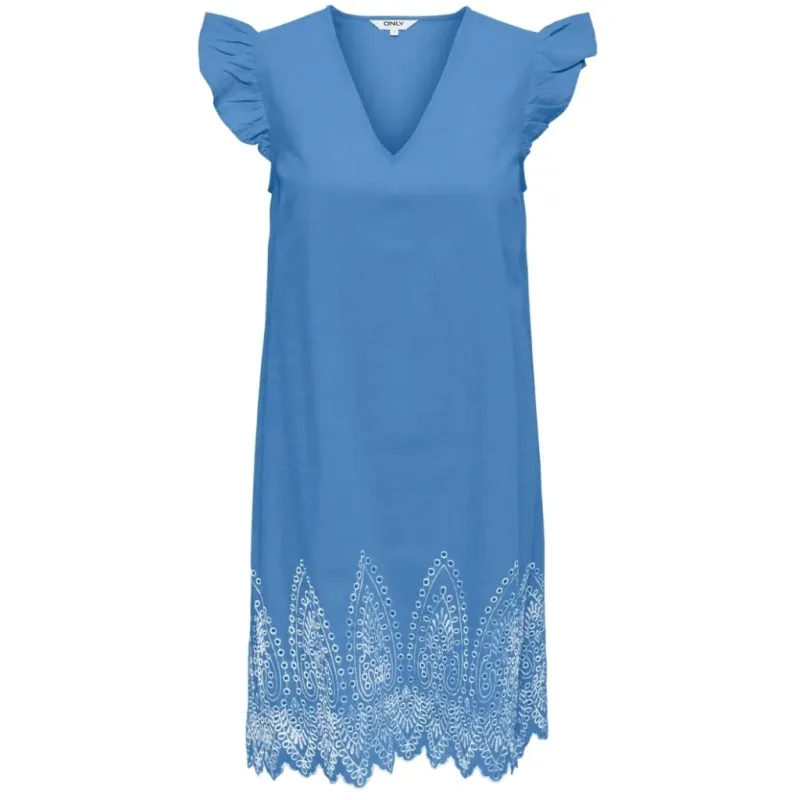 ONLY dame kjole ONLTULUM - LONG Blue Bonnet BRIGHT WHITE