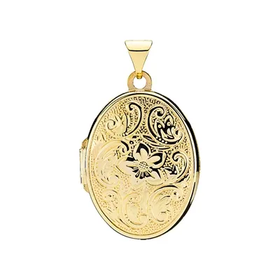 Medaljon i 9 kt. Guld med Blomster