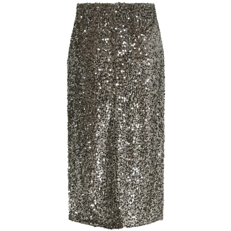 PIECES dame nederdel PCKAM - Morel Silver sequins