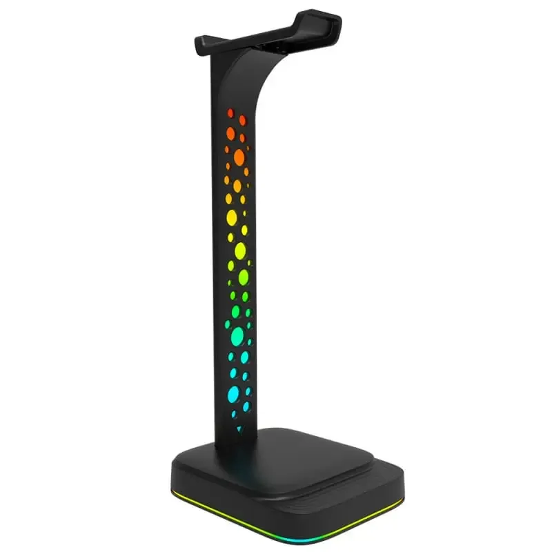 5 i 1 RGB Headphone Holder med justerbart lys, 3.5mm jack stik og 2 USB porte