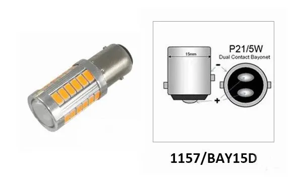 UDSALG - BAY15D LED pære med projektor linse - 12v - Dinled - Auto pærer