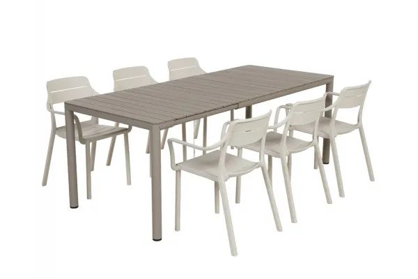 Nardi Tevere/Cassia Havemøbelsæt 147-211cm - Latte/Sand