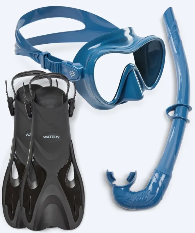 Watery snorkelsæt til voksne - Fisher/Cliff - Blå - Snorkelsæt til voksne (+16 år)