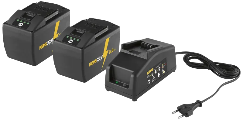 REMS PowerPack 2×22v/9,0Ah battterier + 90W lader