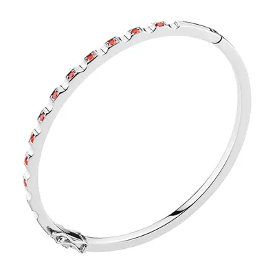 Armring i Sølv med røde Zirkoniasten - 6 cm