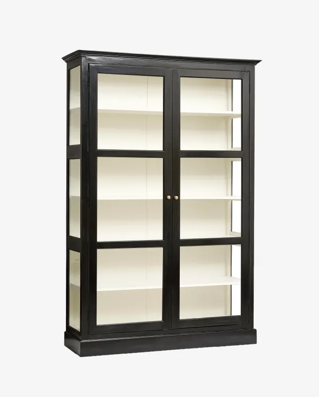 Nordal - CLASSIC skab, dobbelt  -  sort/råhvid  -  B142 × D44 × H212 cm