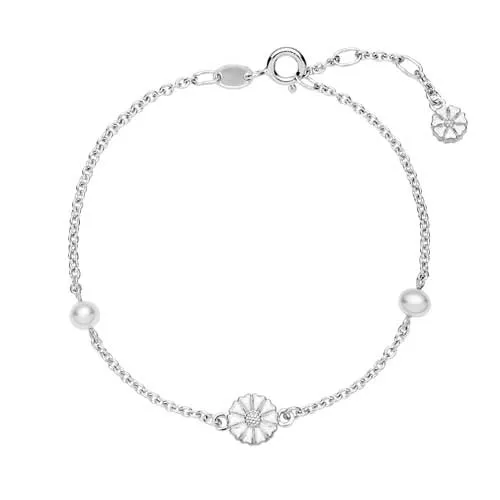 Lund Marguerit Armbånd i Sølv med Ferskvandsperler - 17 til 19 cm