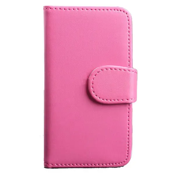 Lædercover m kreditkortholder til iPhone 4/4S.Hot pink