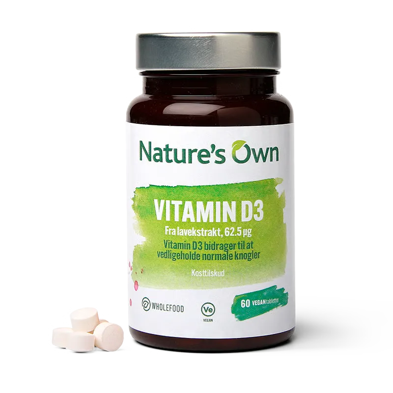 Natures Own Vitamin D3 Vegansk fra Lavekstrakt (60 tabl)