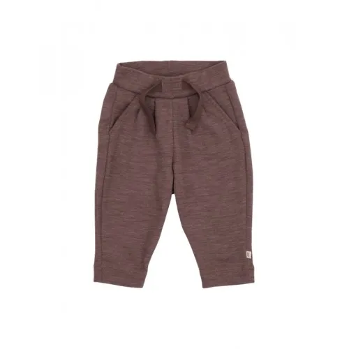 Bukser Med Snor I Taljen I 100% Merino Uld Til Baby Plum Melange 62