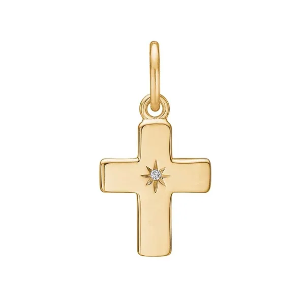 Guldkors med Diamant - 0,005 ct.